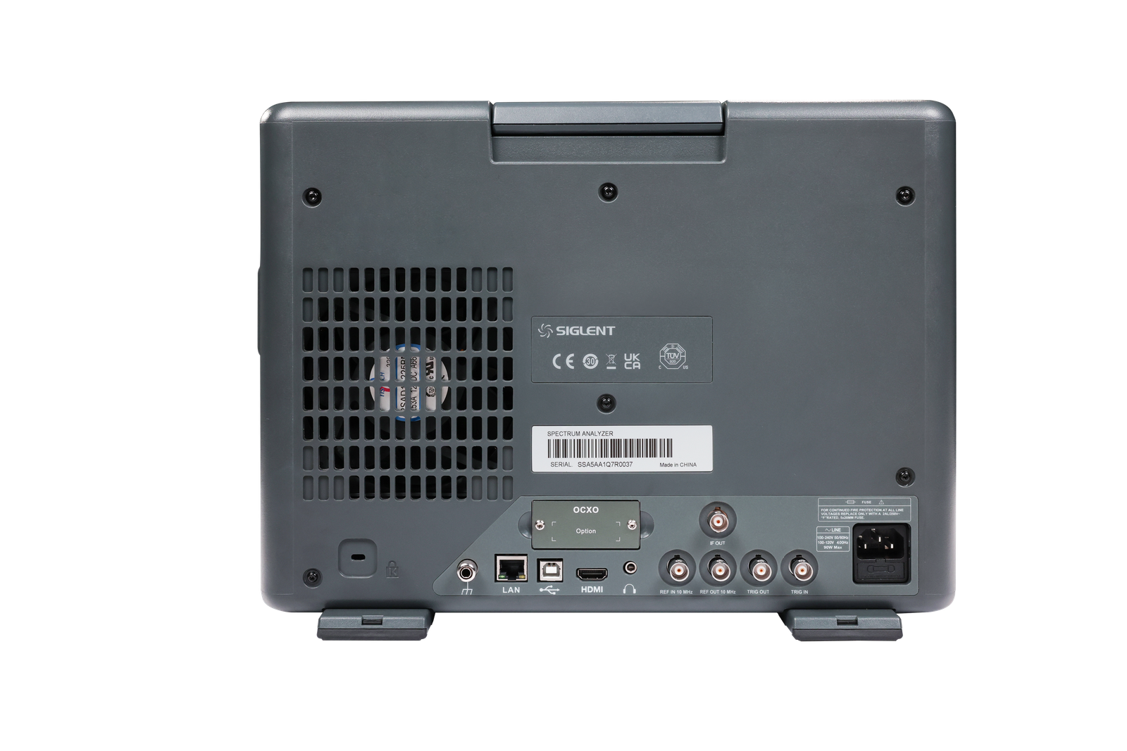 SSA5000A RF spectrum analyzer rear and connectivity view